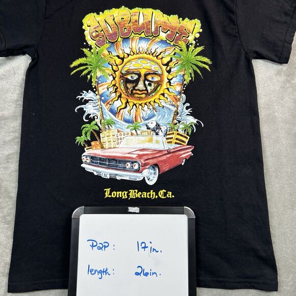 SUBLIME Shirt Men’s Small Black LBC Skater Punk Long Beach California Cotton - Picture 4 of 6